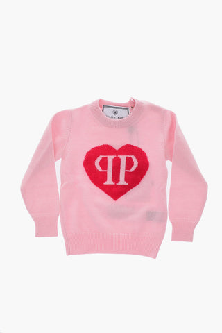 heart embroidered cashmere crew-neck sweater