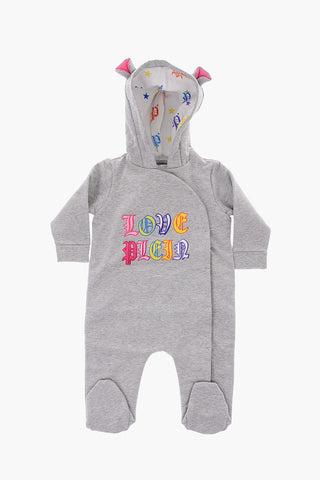 hooded GOTHIC PLEIN romper suit with hidden closure