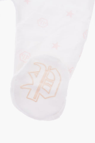 all over logo printed cotton BIBI romper suit