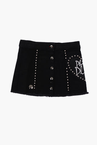 EST.1978 stretch denim FABIOLA skirt with studs