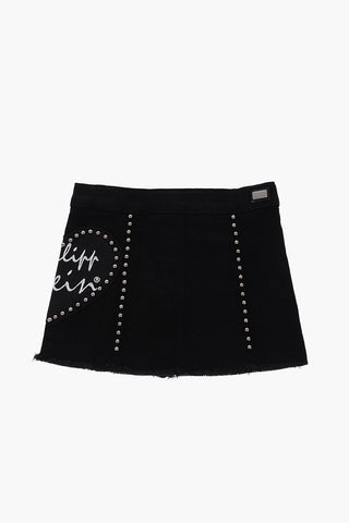 EST.1978 stretch denim FABIOLA skirt with studs