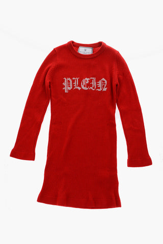 knitted ribbed dress with long sleeve