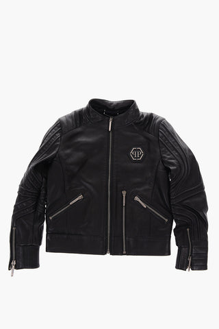 Giubbotto biker RELAX in pelle con chiusura zip