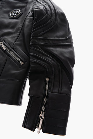Giubbotto biker RELAX in pelle con chiusura zip