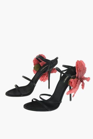 Satin Sandals KEIRA with Decorative Flower 12 cm