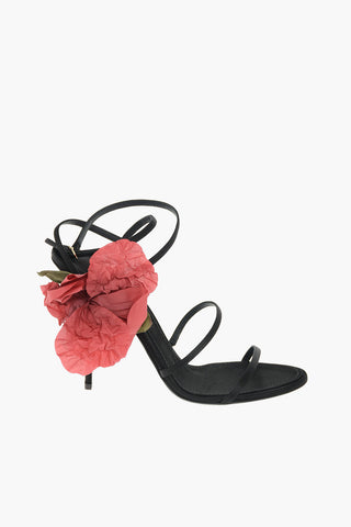 Satin Sandals KEIRA with Decorative Flower 12 cm