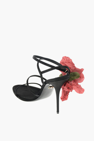 Satin Sandals KEIRA with Decorative Flower 12 cm