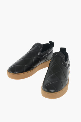 Slip On in Pelle Imbottite con Trama in Rilievo