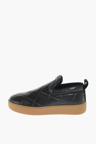 Slip On in Pelle Imbottite con Trama in Rilievo