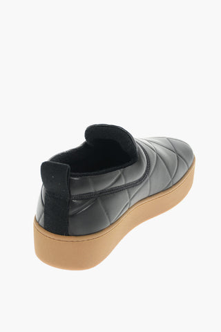 Slip On in Pelle Imbottite con Trama in Rilievo