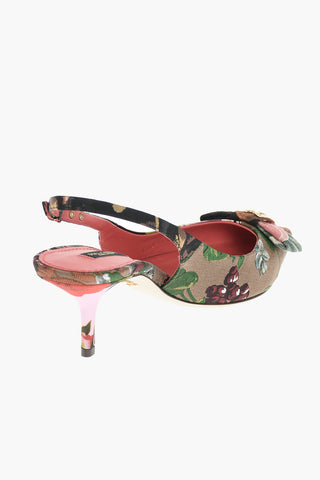 Fabric Slingbacks CARDINALE with Patchwork Pattern 7 cm