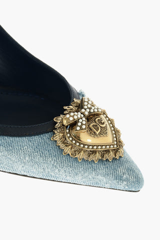 Decolleté Slingback CARDINALE con Fantasia Patchwork in Denim 7 cm