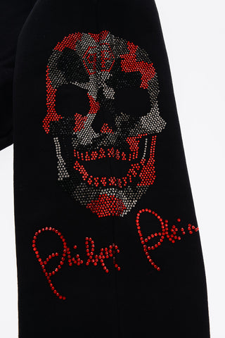 2 pockets ARIELLE jogger pants with rhinestone skull
