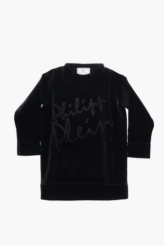 EST.1978 velvet dress with embossed logo