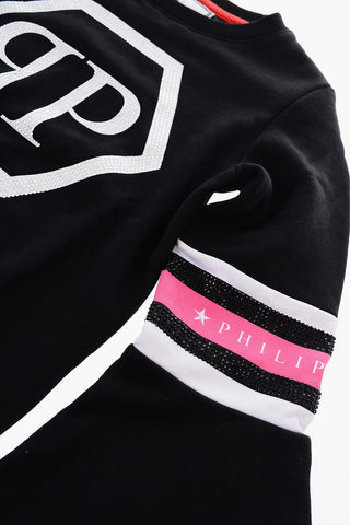 flounce sleeve crew-neck sweatshirt