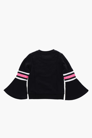 flounce sleeve crew-neck sweatshirt