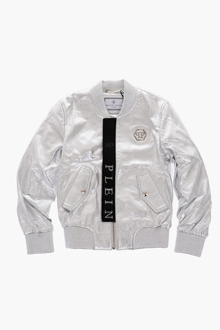 metallic leather KEREN bomber with hidden closure