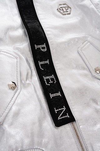 metallic leather KEREN bomber with hidden closure