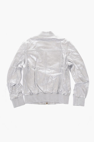 metallic leather KEREN bomber with hidden closure