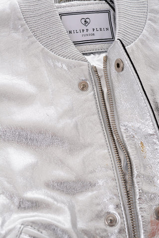 metallic leather KEREN bomber with hidden closure