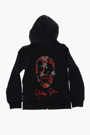 EST.1978 2 pockets sweatshirt with rhinestone skull on the back