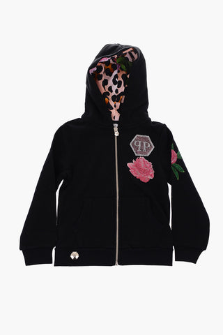 hoodie sweatshirt with animal printed inner
