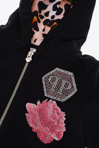 hoodie sweatshirt with animal printed inner