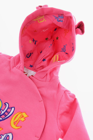 logo embroidered romper suit with hood