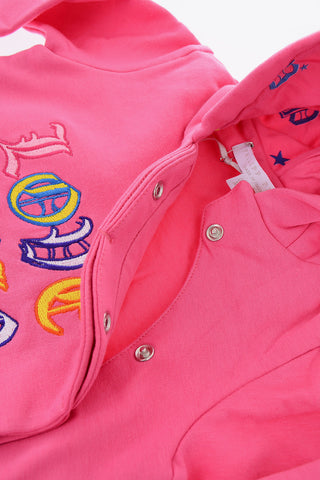 logo embroidered romper suit with hood