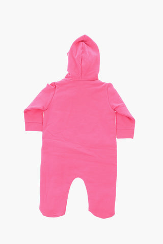 logo embroidered romper suit with hood