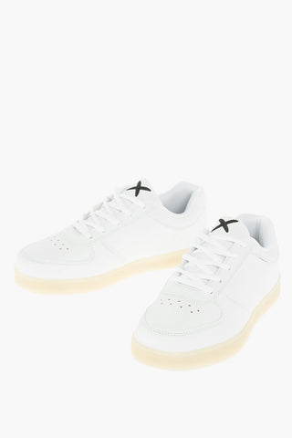 faux leather sneakers with lights in the sole