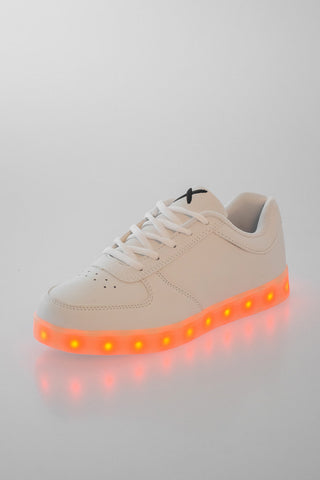 faux leather sneakers with lights in the sole