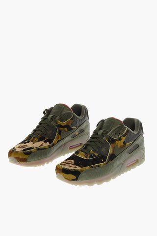 crocodile printed leather AIR MAX 90 sneakers with faux fur detail