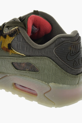 crocodile printed leather AIR MAX 90 sneakers with faux fur detail