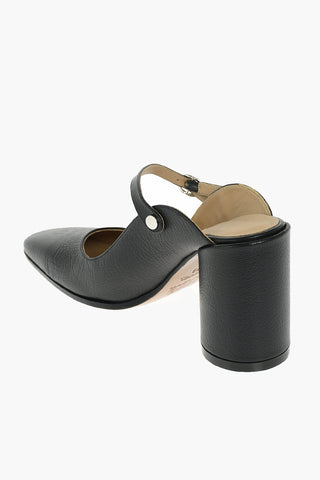 MM6 Mules in pelle martellata doppia funzione con  Tacco Spesso 10cm