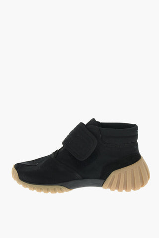 MM22 fabric TABI sneakers with leather trimmings and touch strap closure