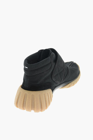 MM22 fabric TABI sneakers with leather trimmings and touch strap closure