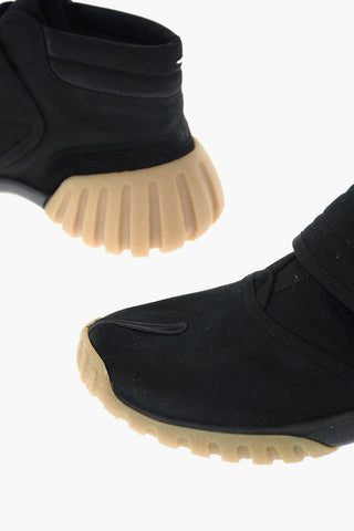MM22 fabric TABI sneakers with leather trimmings and touch strap closure