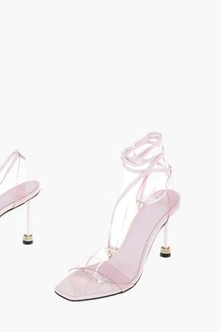 10cm leather AMY PLEXY BABY lace-up sandals with sheer details