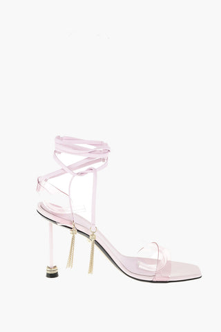 10cm leather AMY PLEXY BABY lace-up sandals with sheer details