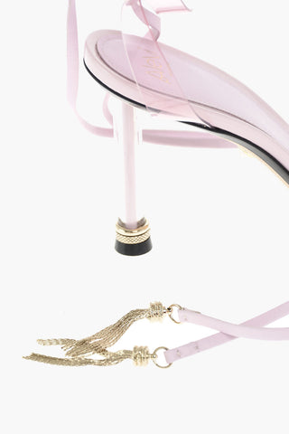 10cm leather AMY PLEXY BABY lace-up sandals with sheer details