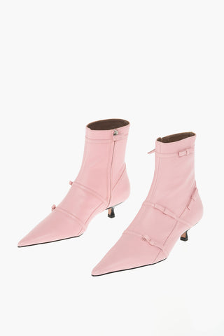 5cm leather Point Toe Kitten Heel Ankle boots