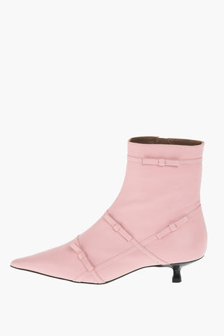 5cm leather Point Toe Kitten Heel Ankle boots