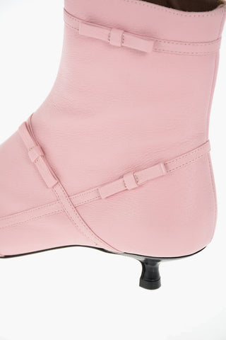 5cm leather Point Toe Kitten Heel Ankle boots