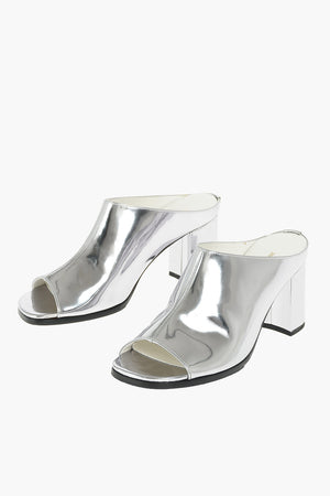 glistening textured leather 9cm Mules