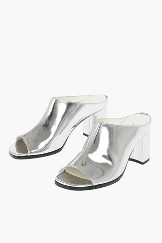 glistening textured leather 9cm Mules