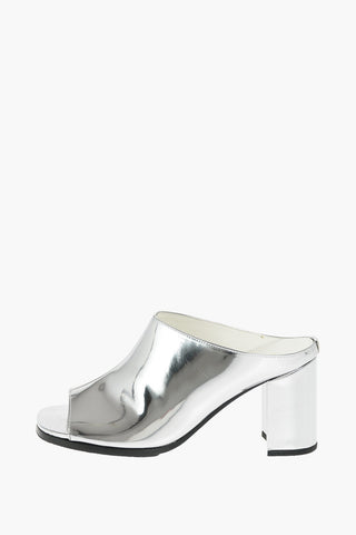 glistening textured leather 9cm Mules