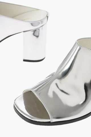 glistening textured leather 9cm Mules