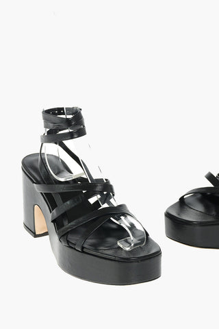9.5cm leather PAMELA Chunky Heel Ankle-strap sandals