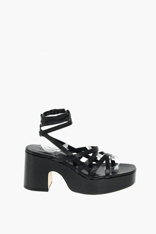 9.5cm leather PAMELA Chunky Heel Ankle-strap sandals
